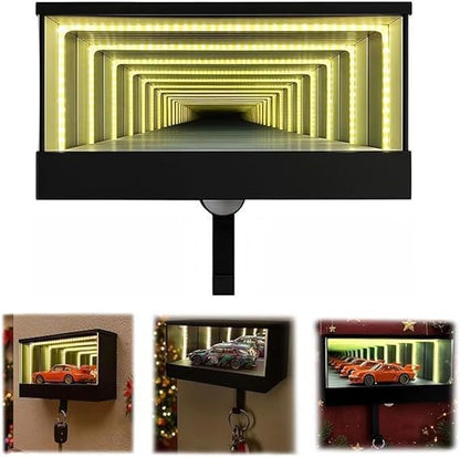 Garage Key Rack 3D Wall Mounted Mirror LED Light Display Box