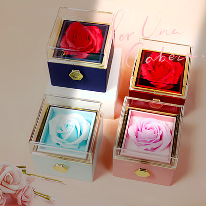 Rotating Soap Flower Rose Jewelry Box – Creative Gift for Women, Valentine’s Day, Anniversaries