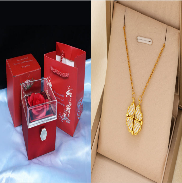 Rotating Soap Flower Rose Jewelry Box – Creative Gift for Women, Valentine’s Day, Anniversaries