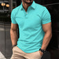 Men's Solid Color Short Sleeve Polo Shirt - Summer Button Lapel Top