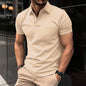 Men's Solid Color Short Sleeve Polo Shirt - Summer Button Lapel Top