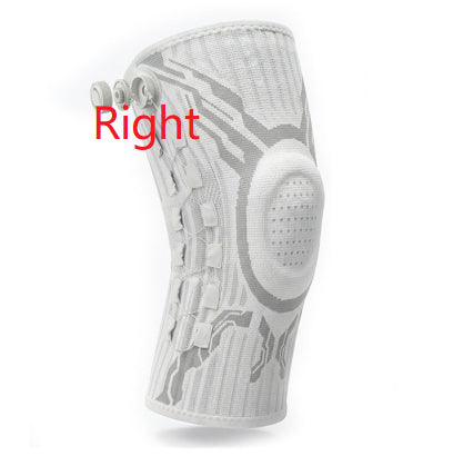 Dial-fit knee sleeve shaped for the right knee