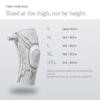 Size guide S to XXL - measure around the thigh above the kneecap
