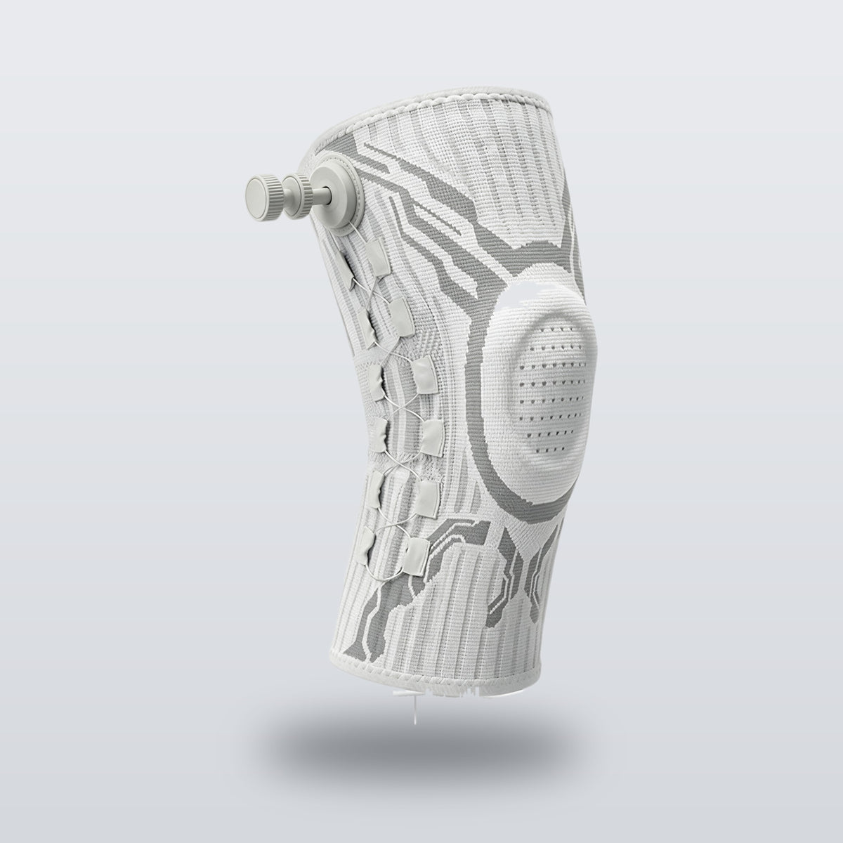 Knee sleeve shaped for the left knee