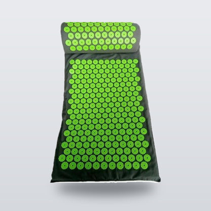 Acupressure mat and pillow set in green