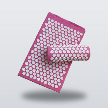 Acupressure mat and pillow set in pink