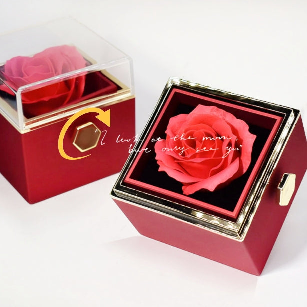 Rotating Soap Flower Rose Jewelry Box – Creative Gift for Women, Valentine’s Day, Anniversaries