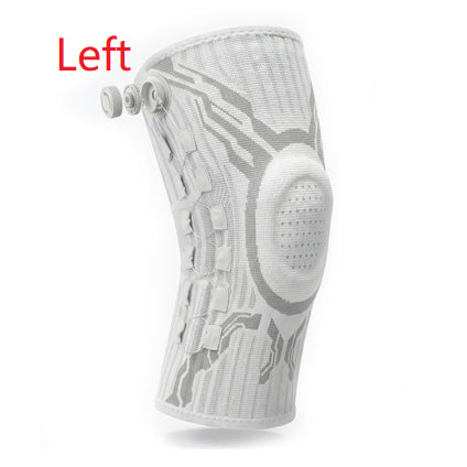 Dial-fit knee sleeve shaped for the left knee