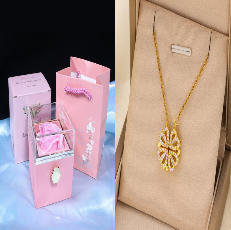 Rotating Soap Flower Rose Jewelry Box – Creative Gift for Women, Valentine’s Day, Anniversaries