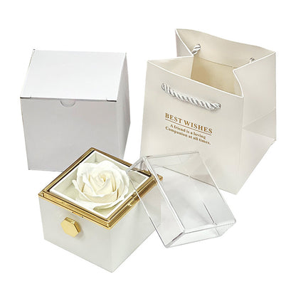Rotating Soap Flower Rose Jewelry Box – Creative Gift for Women, Valentine’s Day, Anniversaries