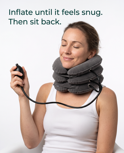 Inflatable Neck Rest — Adjustable 3-Chamber Support with Hand Pump