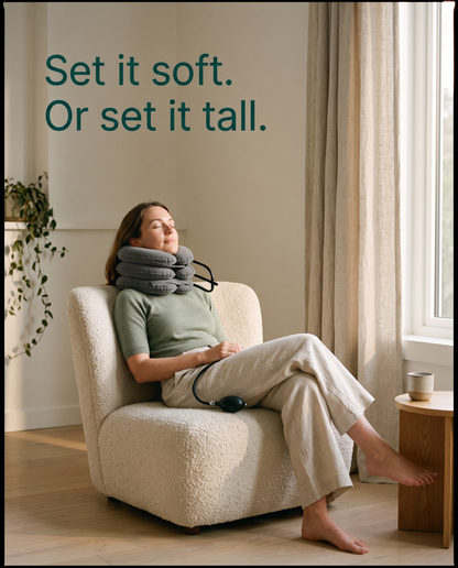 Inflatable Neck Rest — Adjustable 3-Chamber Support with Hand Pump