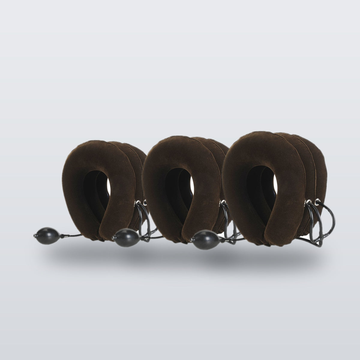 Inflatable neck rest in Coffee - three-collar pack