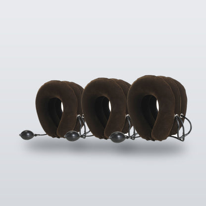 Inflatable neck rest in Coffee - three-collar pack